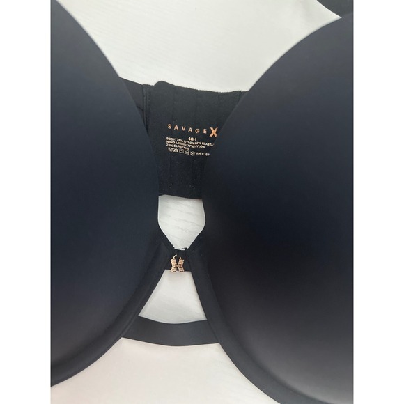 Savage X Fenty Balconette Bra Black 40H Full Coverage‎ Underwire Strappy Back - Picture 7 of 9